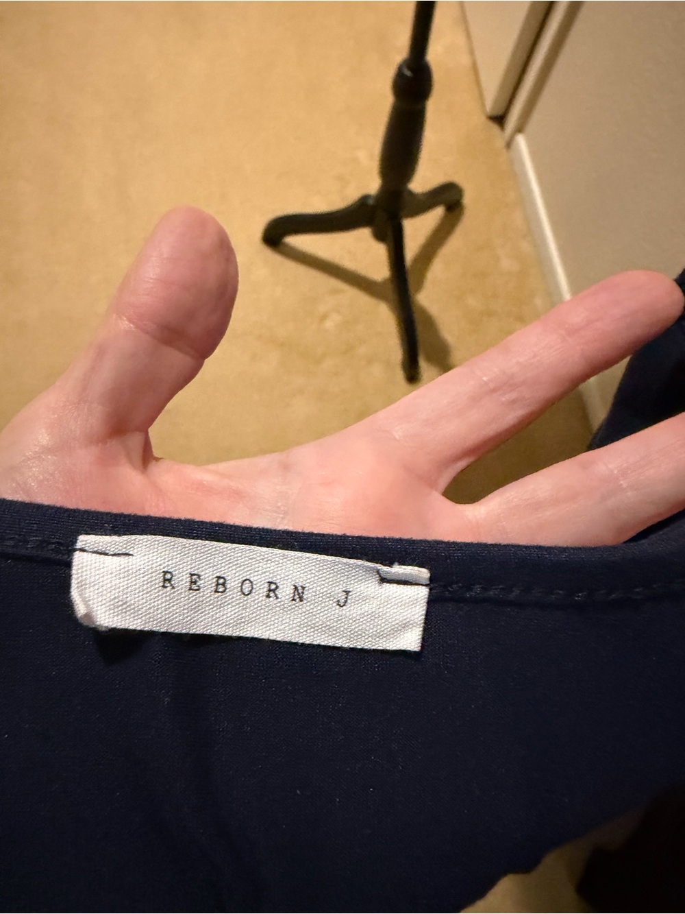 Reborn J Navy Short-Sleeve Tie-Waist Midi Dress - Picture 4 of 7